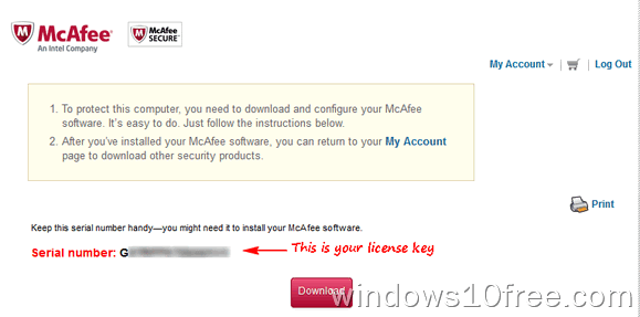 07 McAfee Internet Security 6 Month License My Account License Key