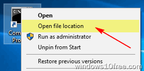 CMD Run As Administrato Method 2 Open File Location