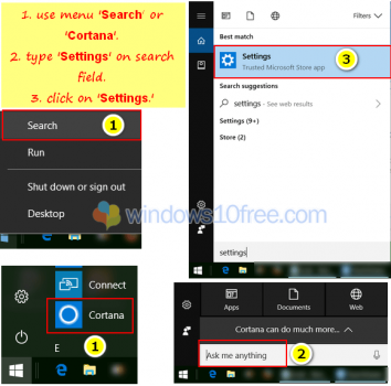 Open Windows Settings With Search or Cortana