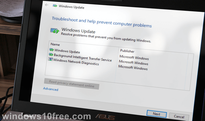 Windows Update Troubleshooter Start