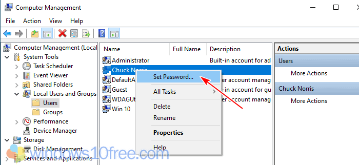 Change Password From Computer Management 02