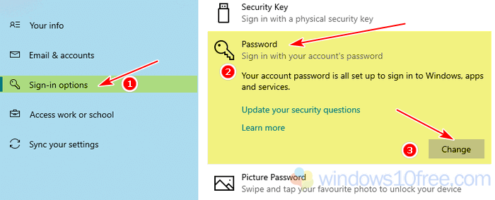 Change Password Sign In Options 03