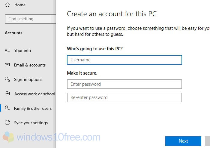 Create New Account Windows 10 05