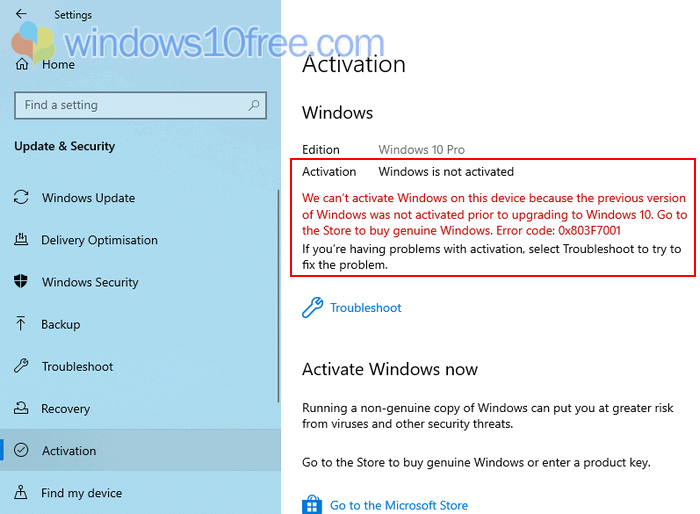 Windows 10 Activation Status